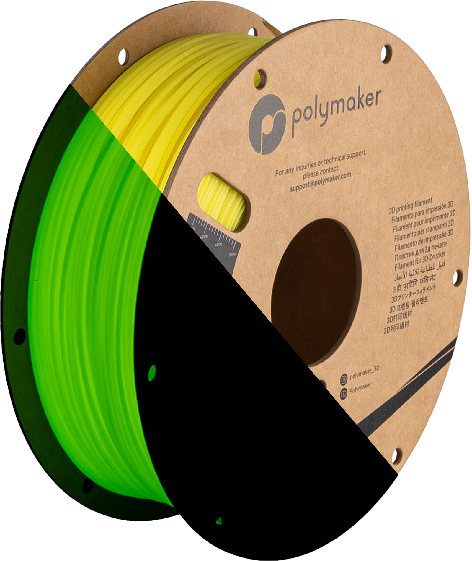 Cívka filamentu PLA svítící žlutá, Polymaker, 1,75 mm
