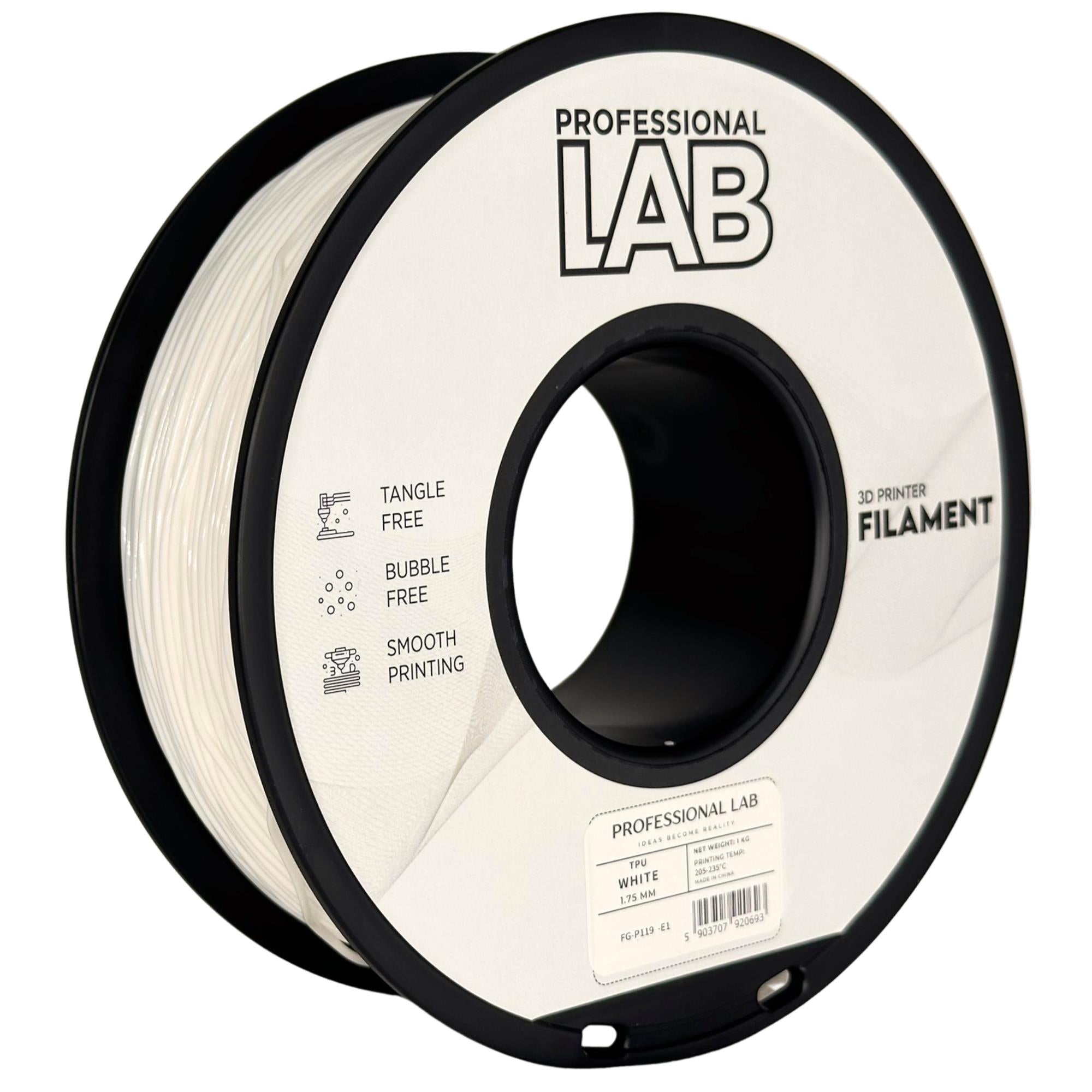 Cívka filamentu TPU bílá, Prof. Lab, 1,75 mm