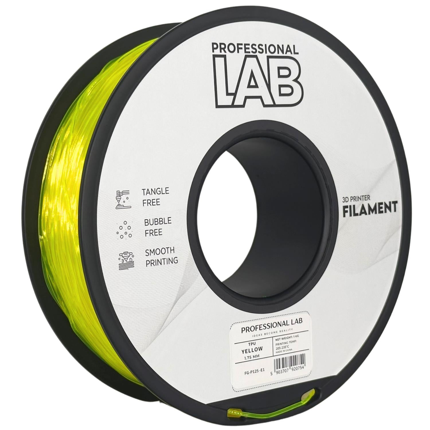 Cívka filamentu TPU žlutá, Prof. Lab, 1,75 mm