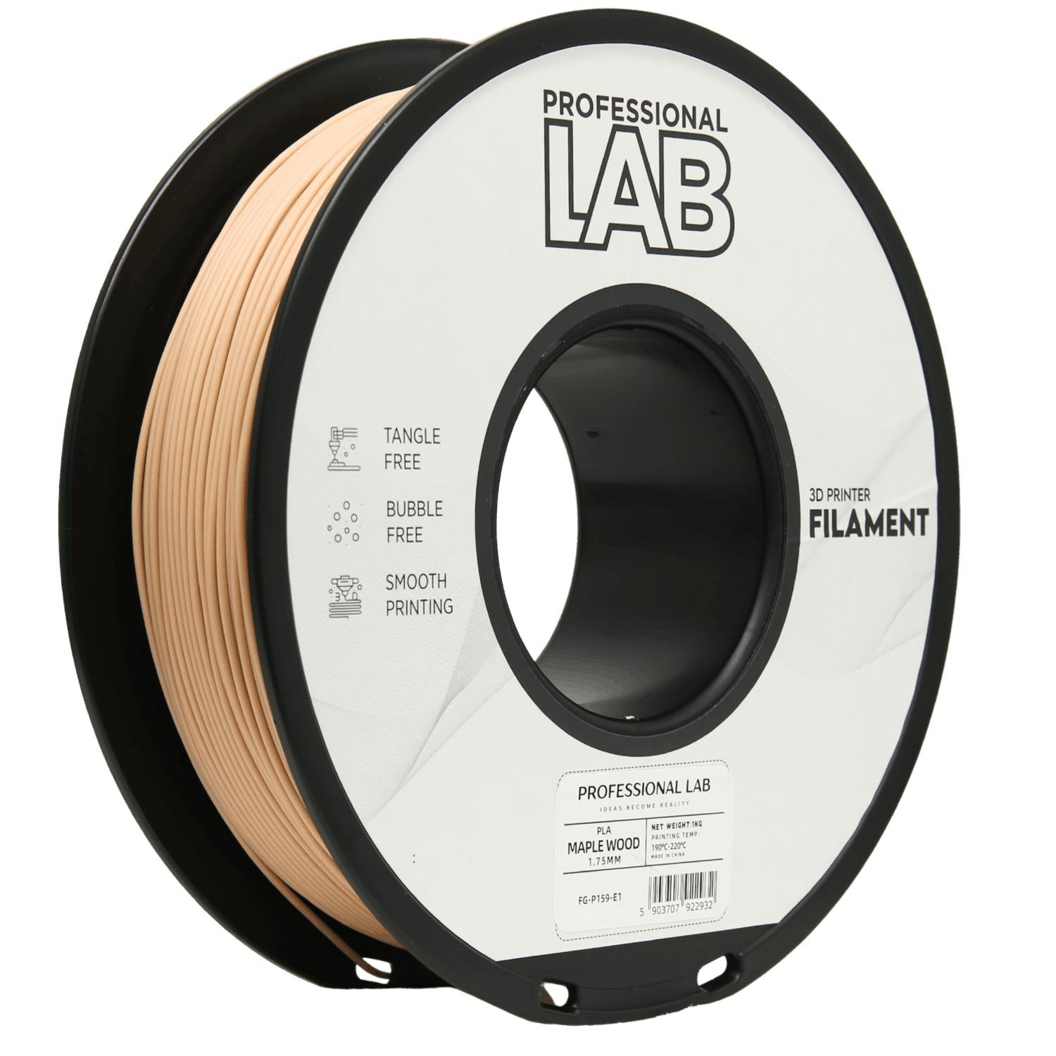 Cívka filamentu PLA dřevo javor, Prof. Lab, 1,75 mm