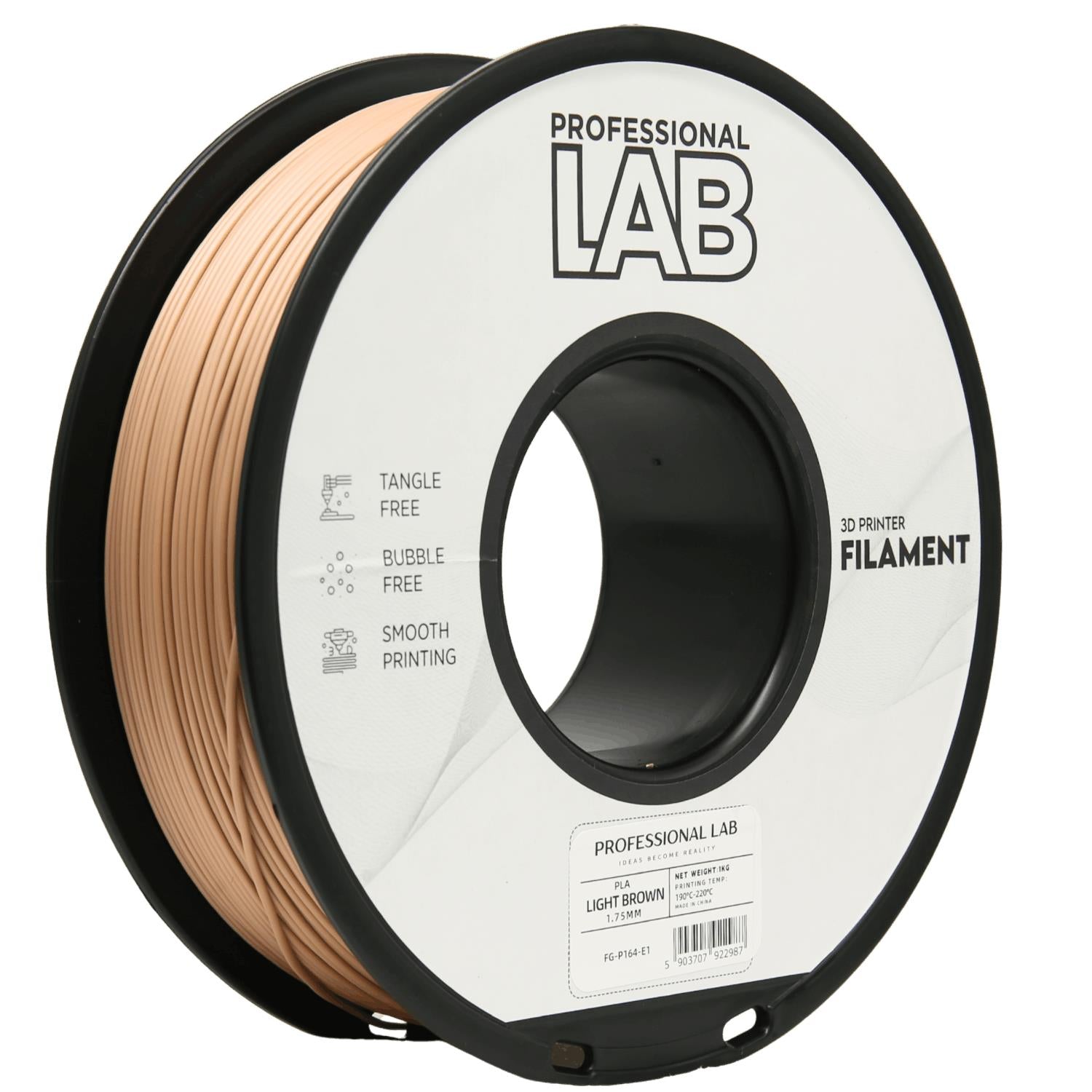 Cívka filamentu PLA světlá hnědá, Prof. Lab, 1,75 mm