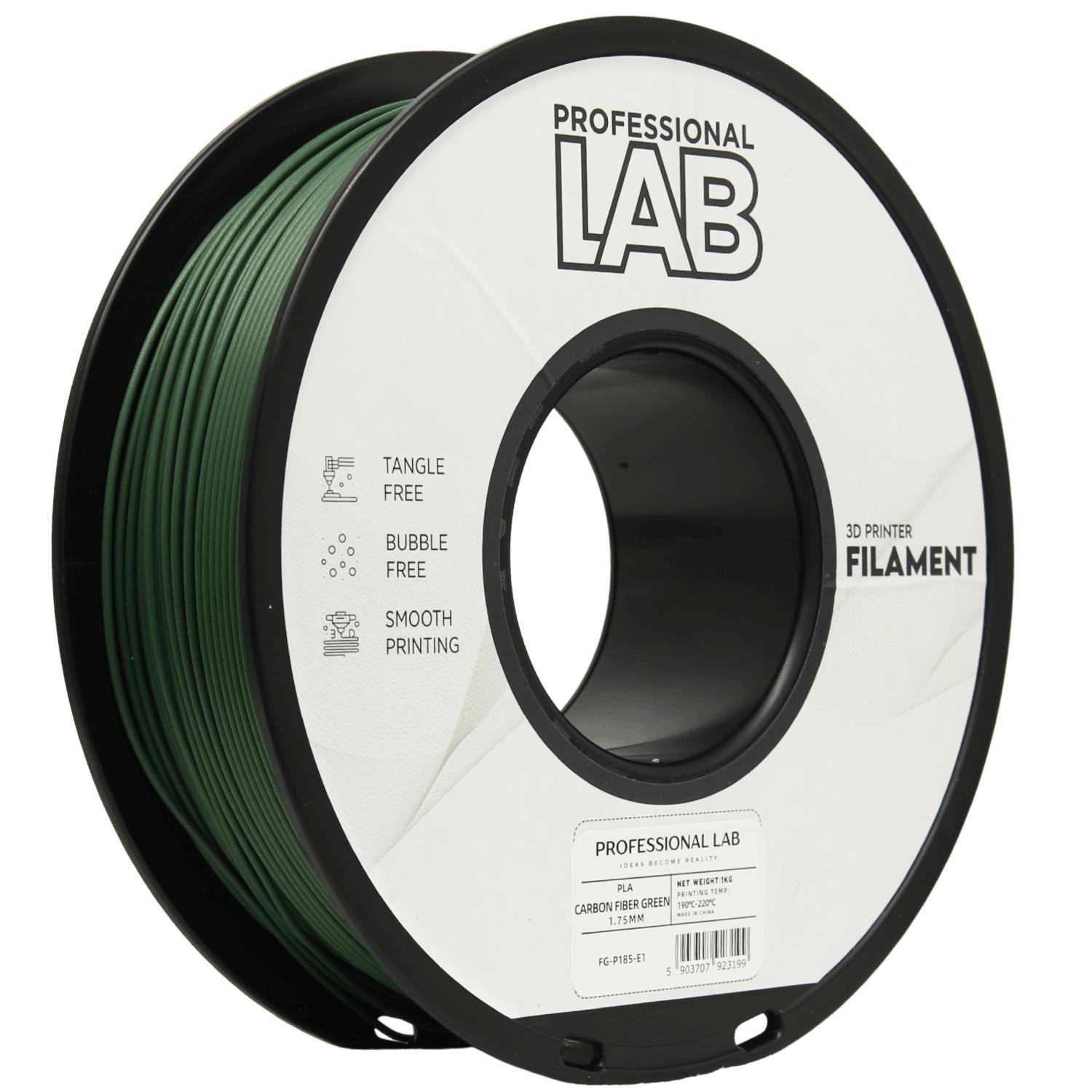 Cívka filamentu PLA-CF zelená, Prof. Lab, 1,75 mm