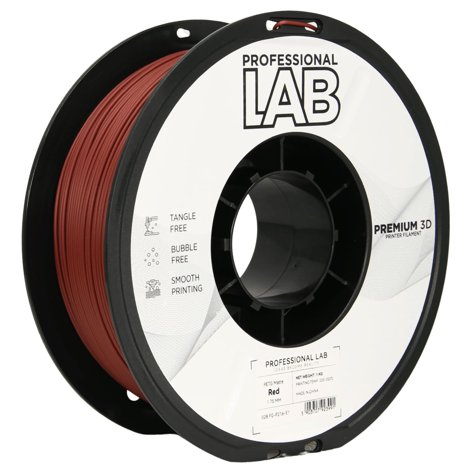 Cívka filamentu PETG matná červená, Prof. Lab, 1,75 mm