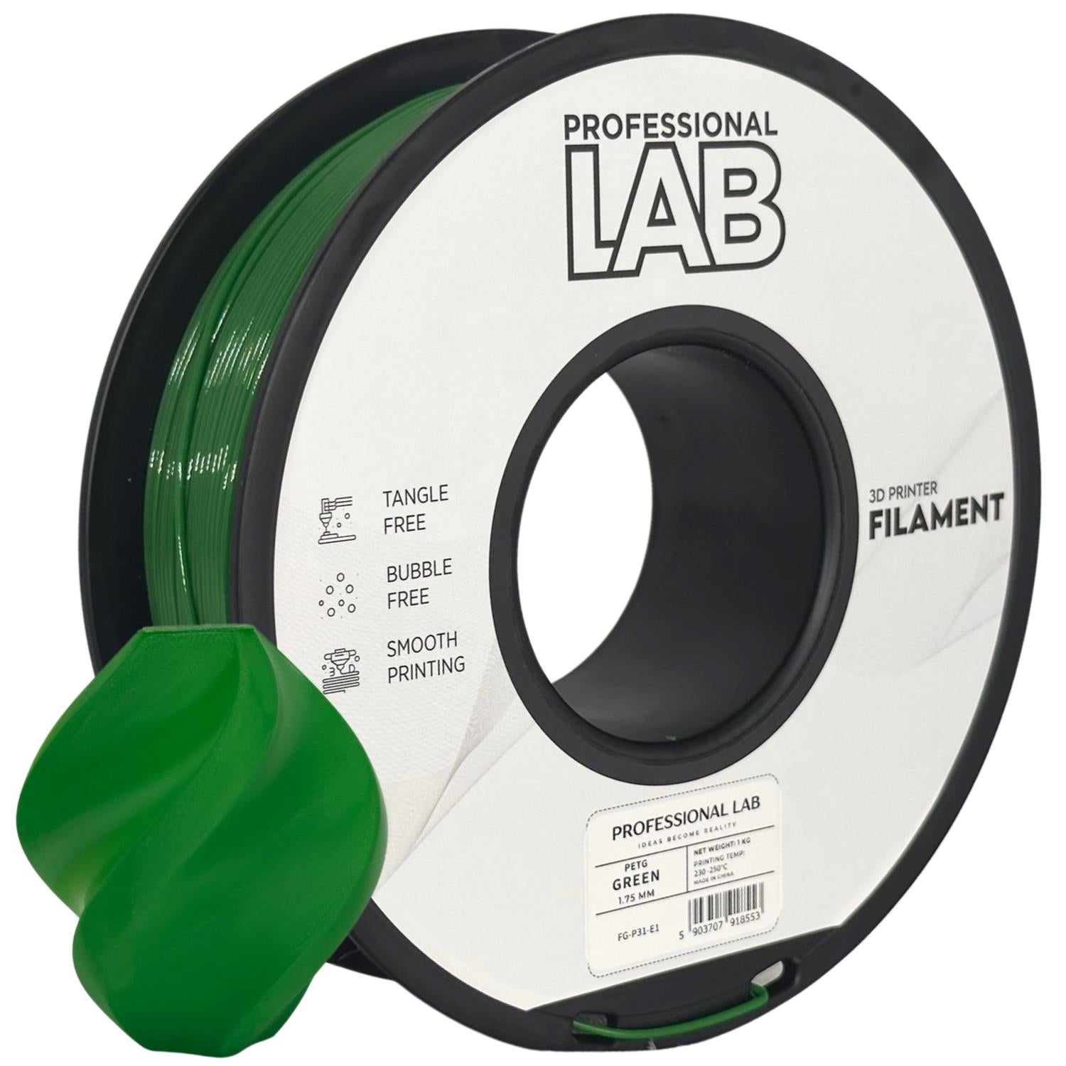 Cívka filamentu PETG zelená, Prof. Lab, 1,75 mm