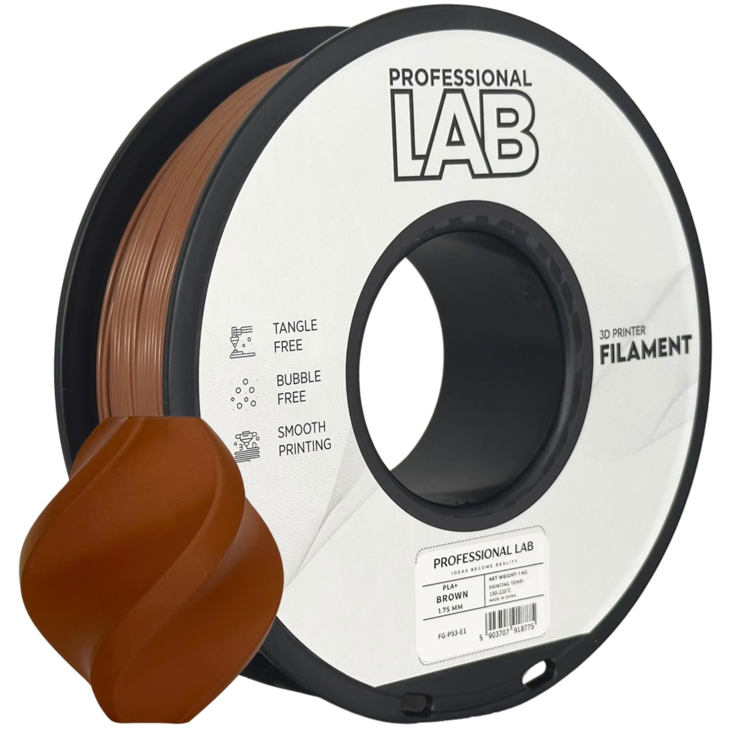 Cívka filamentu PLA+ hnědá, Prof. Lab, 1,75 mm