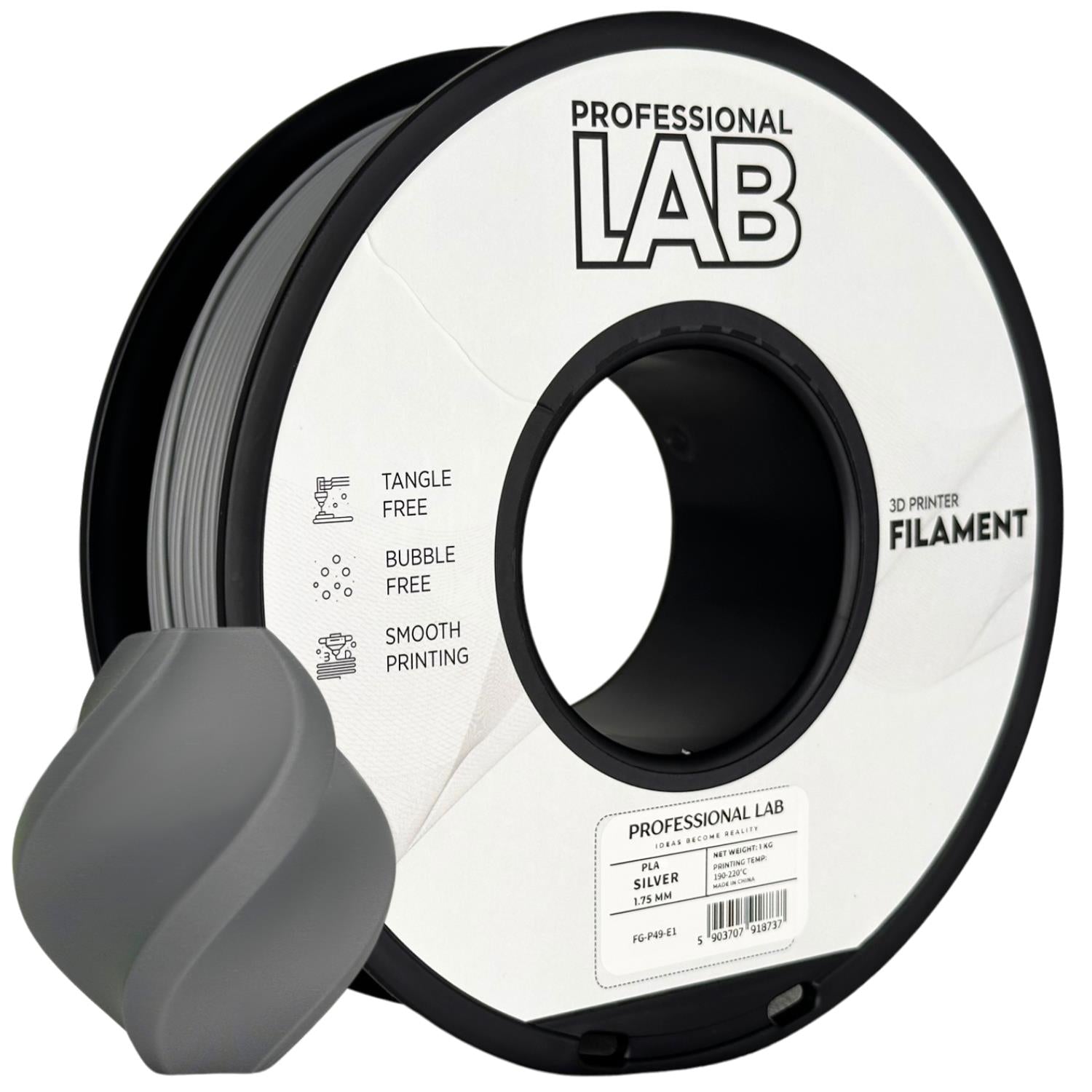 Cívka filamentu PLA stříbrná, Prof. Lab, 1,75 mm