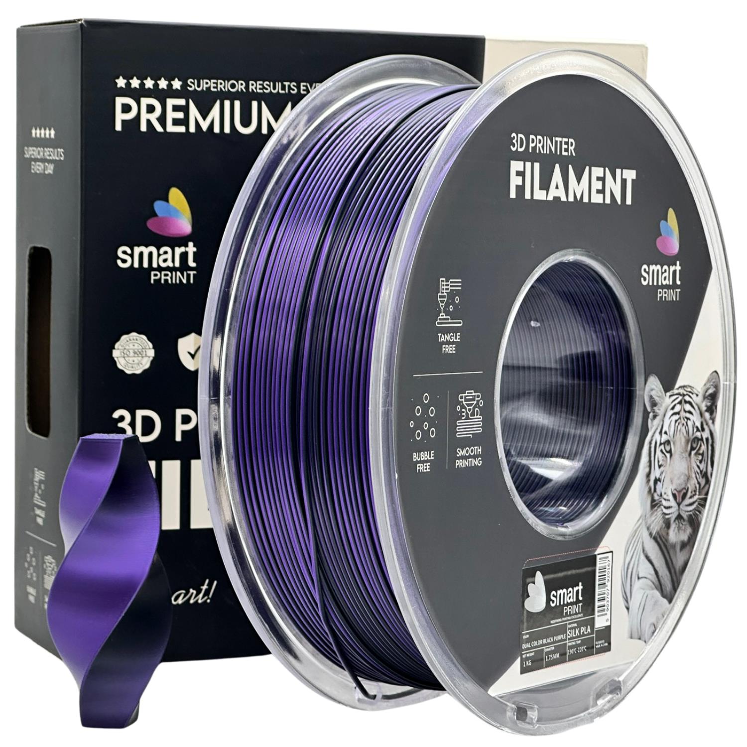Cívka filamentu Silk PLA Dual Color černá fialová, Smart Print, 1,75 mm