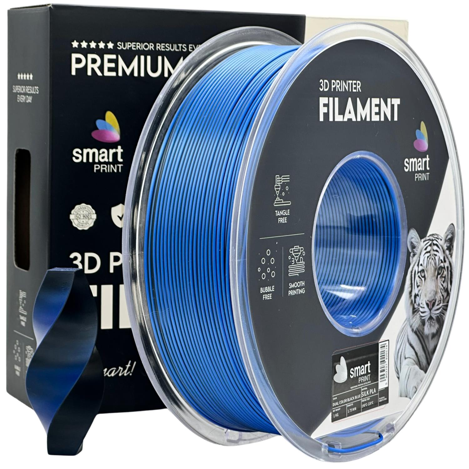 Cívka filamentu Silk PLA Dual Color černá modrá, Smart Print, 1,75 mm