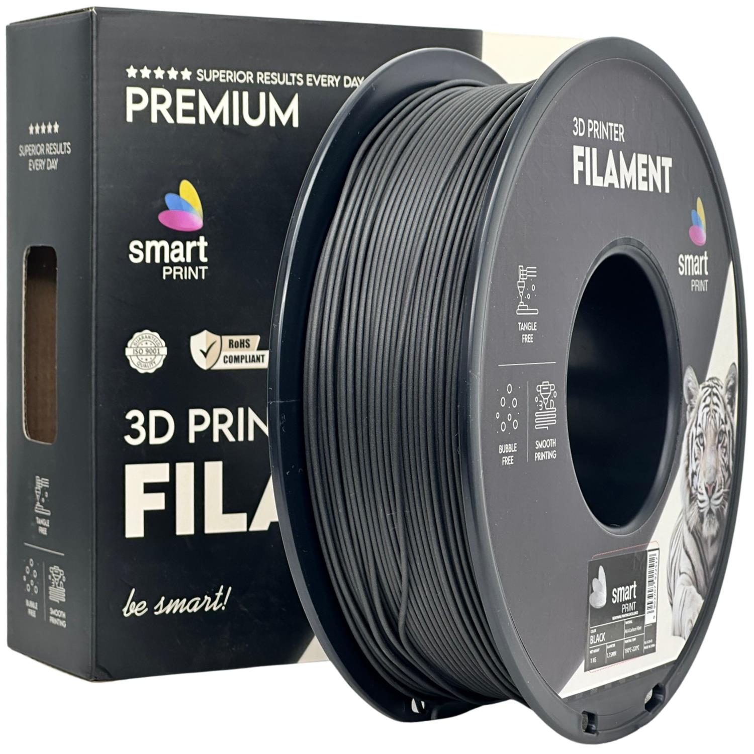 Cívka filamentu PLA-CF černá, Smart Print, 1,75 mm