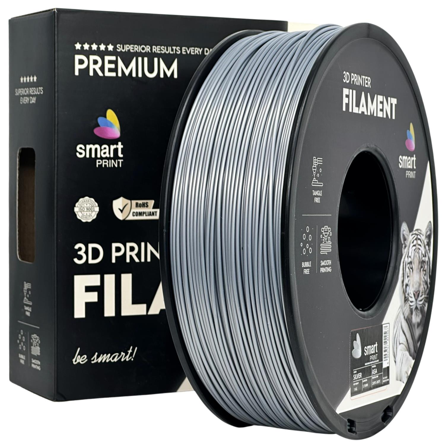 Cívka filamentu ASA stříbrná, Smart Print, 1,75 mm