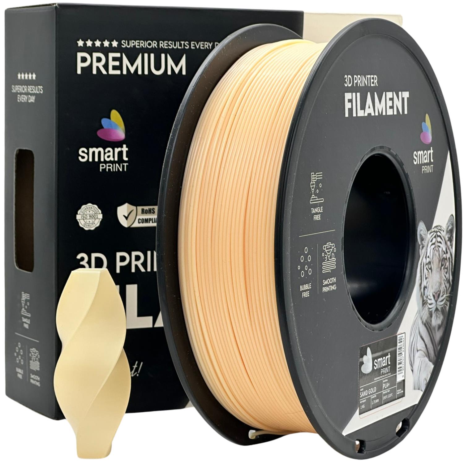 Cívka filamentu PLA+ pískově zlatá, Smart Print, 1,75 mm