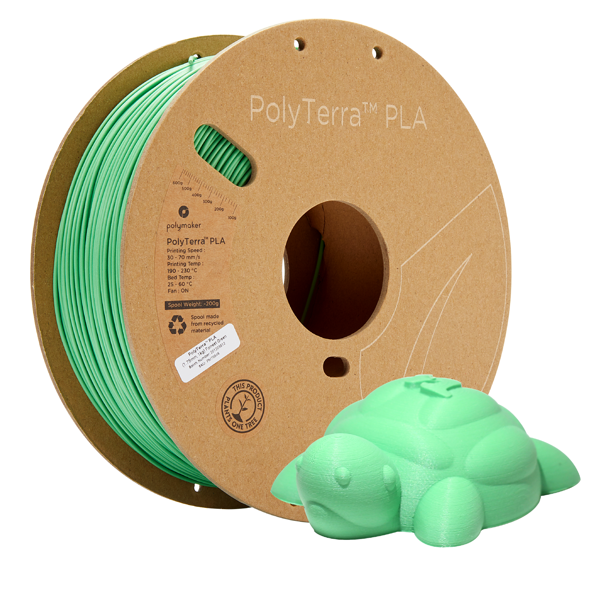 Cívka filamentu PLA matná lesní zelená, Polymaker, 1,75 mm